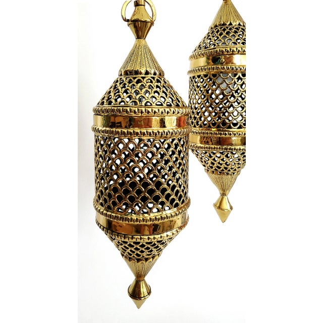 Lamp Pair Brass Pendant Lights Restored For Sale - Image 14 of 14