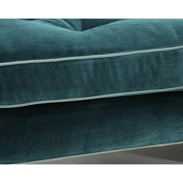 Edward Wormley for Dunbar Janus Sofas in Raf Simons Velvet With Leather Trim For Sale - Image 9 of 10