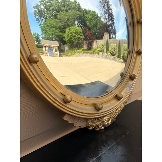 Wood American Federal Style Giltwood Eagle Crest Convex Mirror, Mid-20th Century For Sale - Image 7 of 10