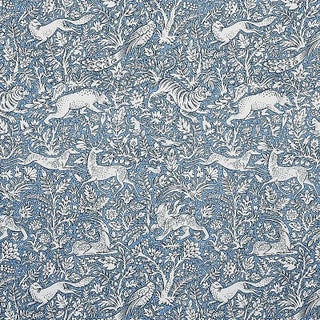Schumacher Khan'S Park Fabric in Chambray For Sale