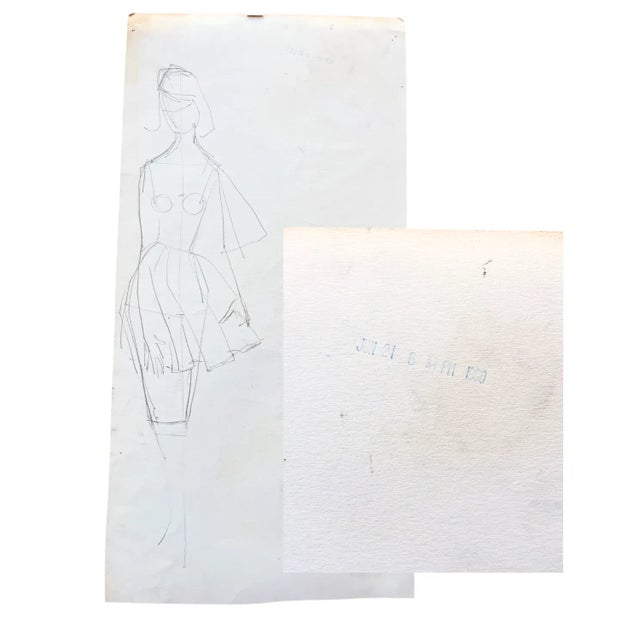 1960s Mid-Century Fashion Illustration Sketch, 1960 — Original Advertising Magazine Art For Sale - Image 5 of 7