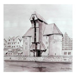 Mariusz Szałajdewicz, Gdańsk: The Crane Gate, Drawing on Paper For Sale