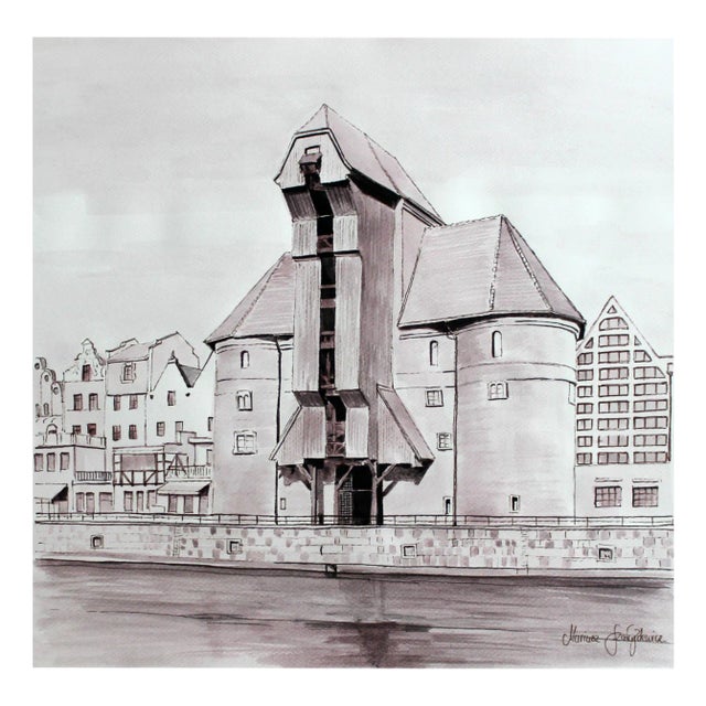 Mariusz Szałajdewicz, Gdańsk: The Crane Gate, Drawing on Paper For Sale