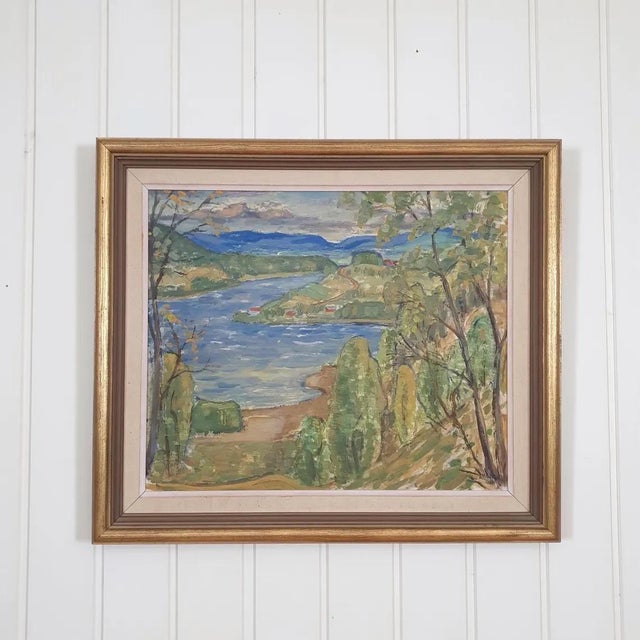 C. Åmell, River Landscape, 1948, Oil Painting on Panel, Framed For Sale - Image 7 of 18