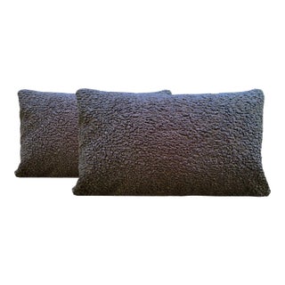 Textured Gray Poodle Lumbar Pillows - a Pair For Sale