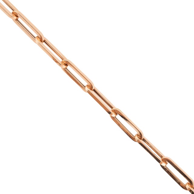 Early 21st Century Unisex 14k Rose Gold 5.20mm Oval Paper Clip Link Chain Necklace For Sale - Image 5 of 8