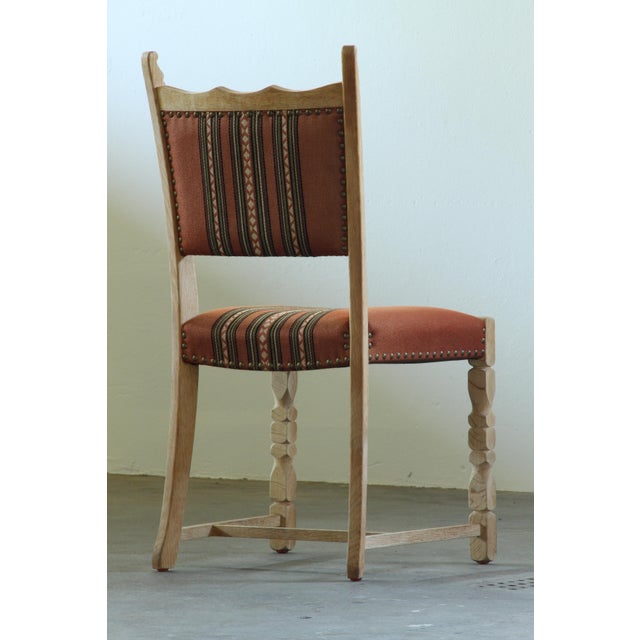 Vintage Scandinavian Oak Dining Chairs with Upholstery, 1970s, Set of 4 For Sale - Image 8 of 18