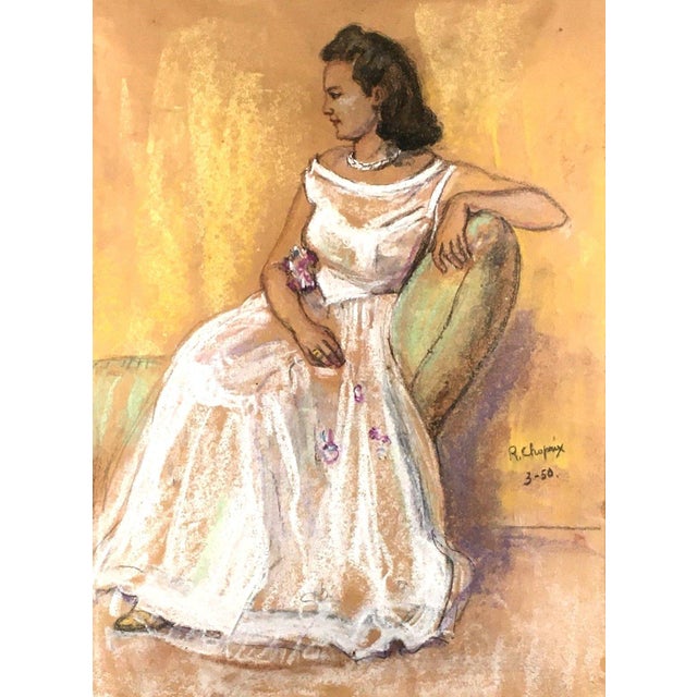 René Choprix, Woman on the Sofa, 1950, Pastel For Sale - Image 4 of 6