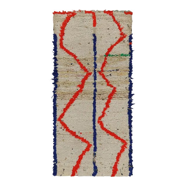 1950s Vintage Azilal Moroccan Runner Rug With Geometric Patterns From Rug & Kilim For Sale