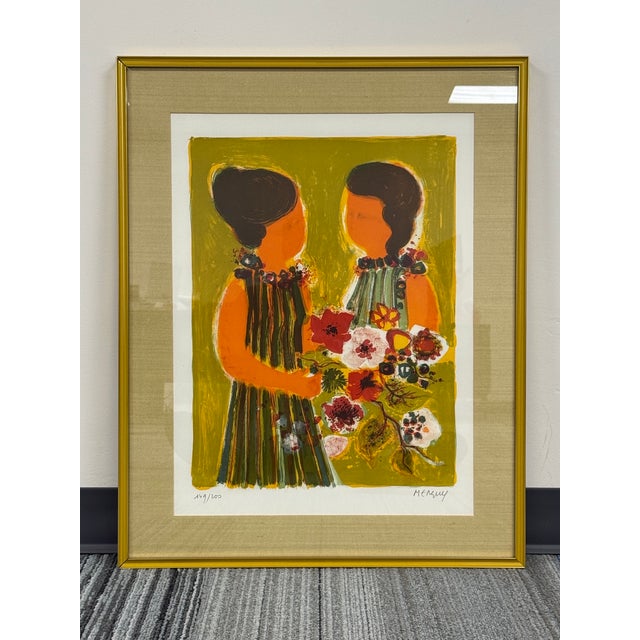 Framed Surrealist Limited-Edition Lithograph "Woman With Flowers" ~ Frederic Menguy For Sale In Saint Louis - Image 6 of 6