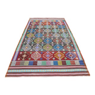 1960s Turkish Balya Nomad's Embroidered Kilim Rug For Sale