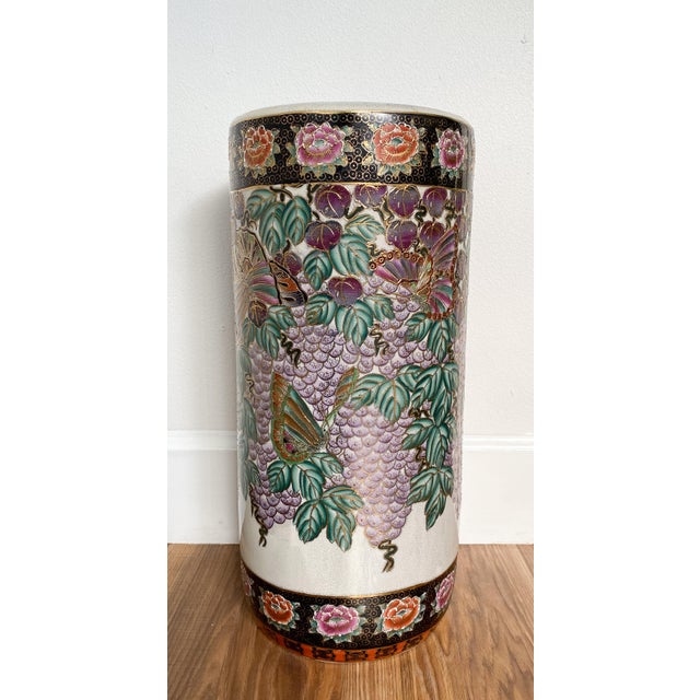 20th Century Chinese Wisteria and Butterfly Purple and Green Floral