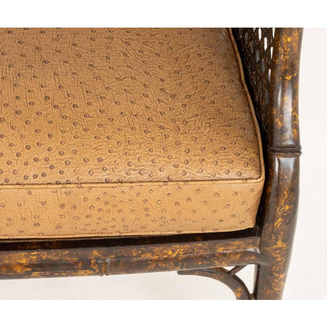 Tortoiseshell Finish Faux Bamboo Caned Tub Chair For Sale - Image 4 of 11