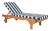 Newport Chaise Lounge Chair with Side Table, Natural/Blue Stripe Cushion For Sale - Image 10 of 10