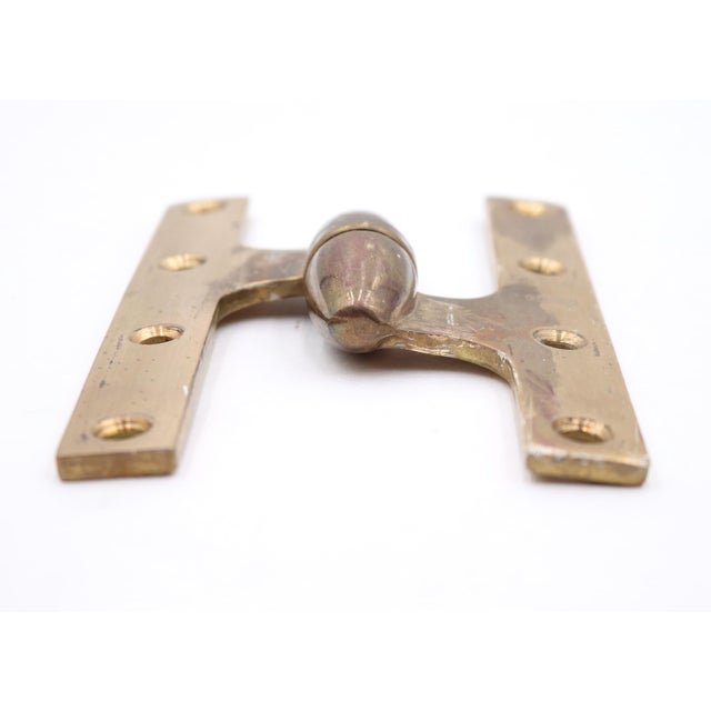 Vintage 6 X 4 In. Brass Right Olive Door Hinge For Sale - Image 6 of 6