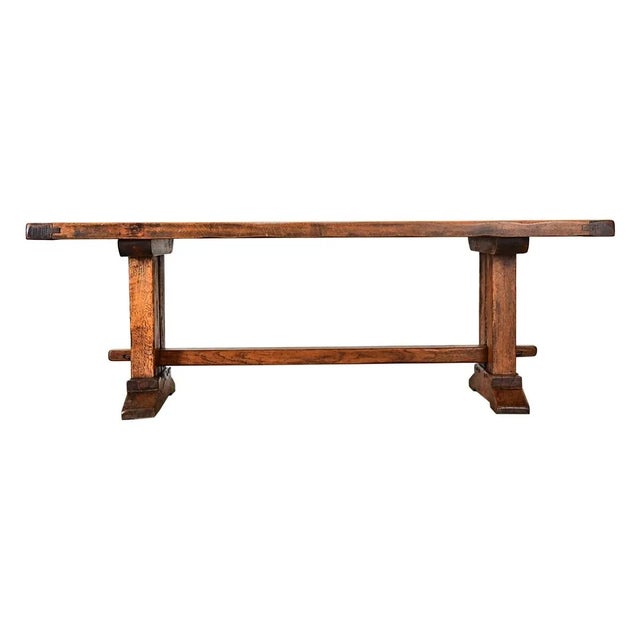 French 19th Century Solid Oak Trestle Table For Sale - Image 4 of 12