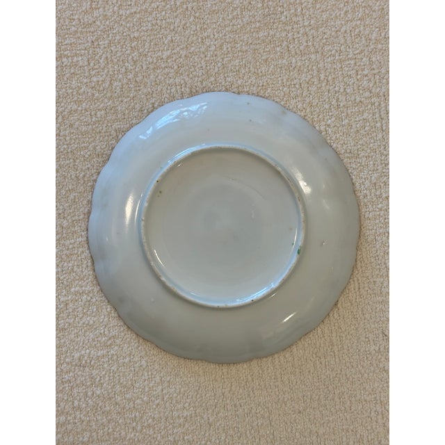 Rose Antique Chinoiserie Style Chinese Rose Medallion Scalloped Saucer For Sale - Image 8 of 9