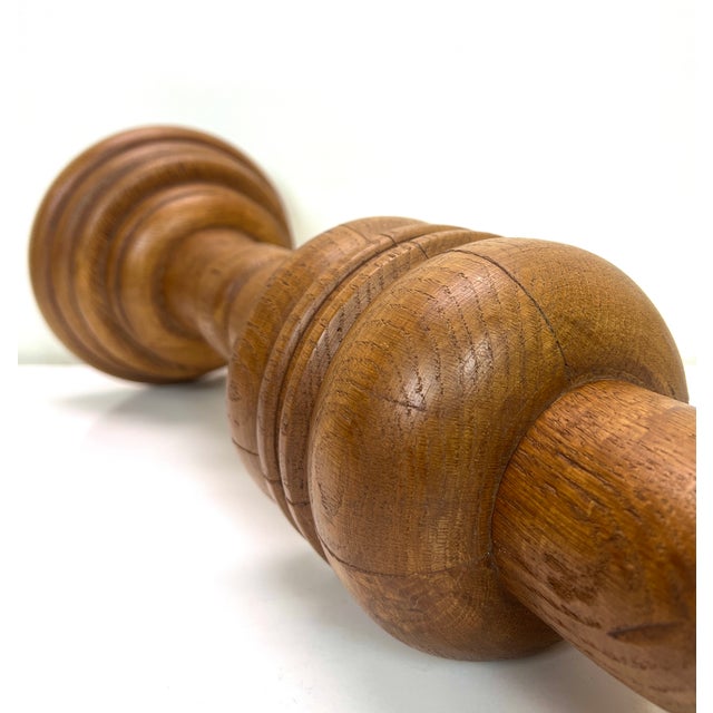 Large Turned Oak Table Lamp, 1960s For Sale - Image 14 of 18