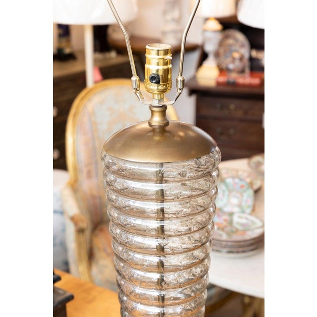 Pair of Mid-Century Ribbed Glass Table Lamps For Sale In West Palm - Image 6 of 6