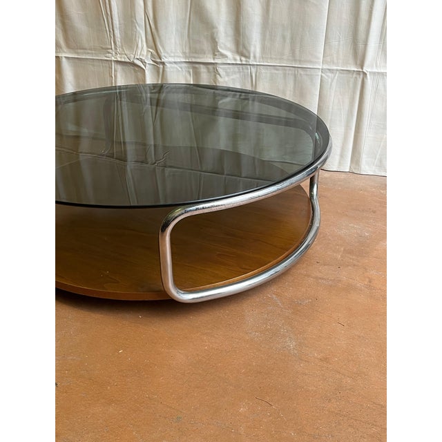 1970s Vintage Coffee Table in Smoked Glass, 1970s For Sale - Image 5 of 10