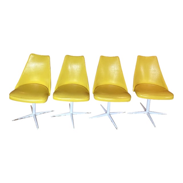 1970 Yellow Vinyl Dining Chairs - a Set of 4 For Sale