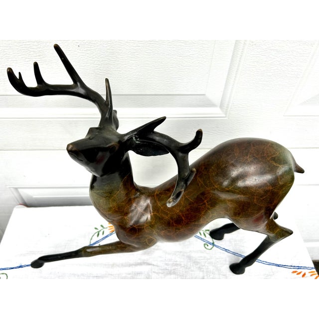 Late 20th Century Large Late 20th Century Bronzed Brass Deer Sculpture For Sale - Image 5 of 11