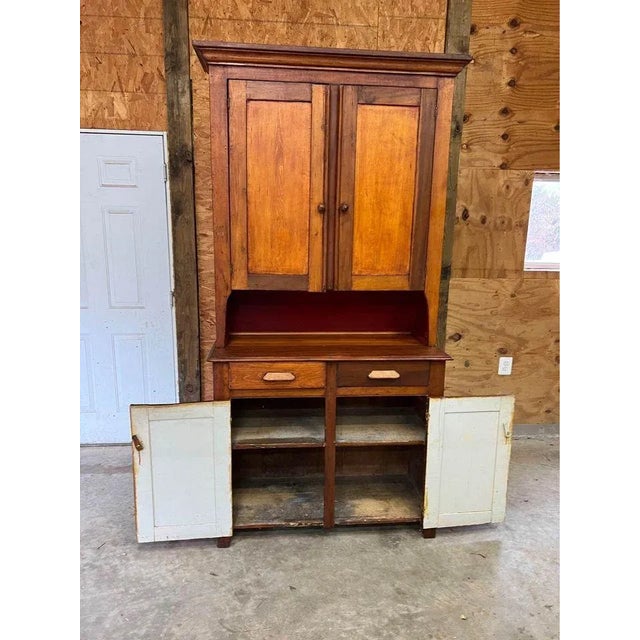 Early 19th Century Antique Primitive American Solid Cherry Wood Hutch For Sale In Washington DC - Image 6 of 13