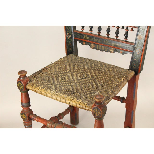 Dated 1902 German Schwälmer Folk Art Wedding Chair For Sale - Image 14 of 18