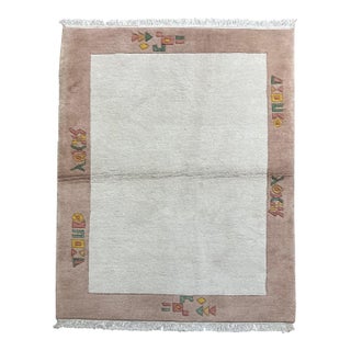 Hand-Knotted Art Deco Style Nepal Rug 4'11" X 5'10" For Sale