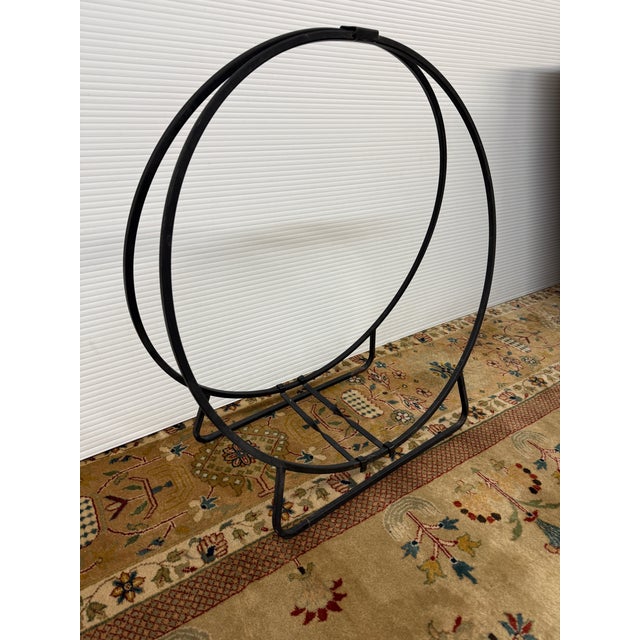Wrought Iron Hoop Style Fire Log Holder For Sale - Image 4 of 12
