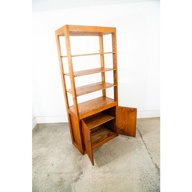 1960s Mid Century Modern Room Divider Wall Unit Oak Freestanding Modular Shelving For Sale - Image 4 of 12