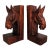 Vintage MCM Hand Carved Wood Horse Head Bookends-Pair For Sale