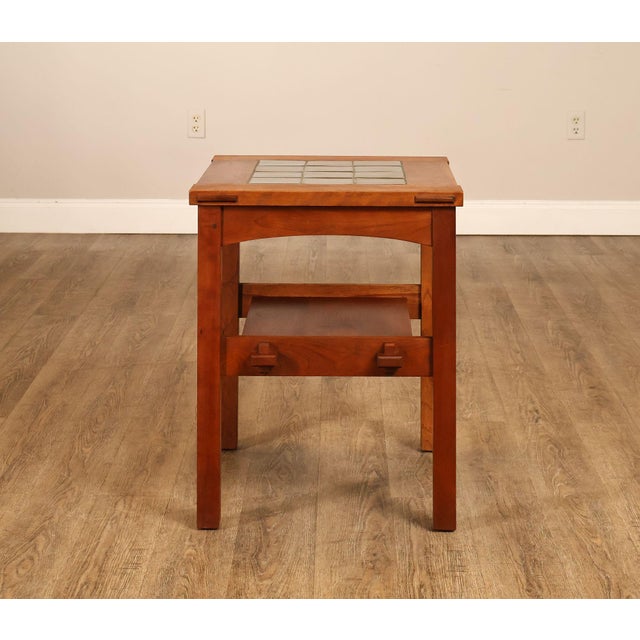 Stickley Mission Collection Tile Top Cherry End Table For Sale - Image 13 of 18