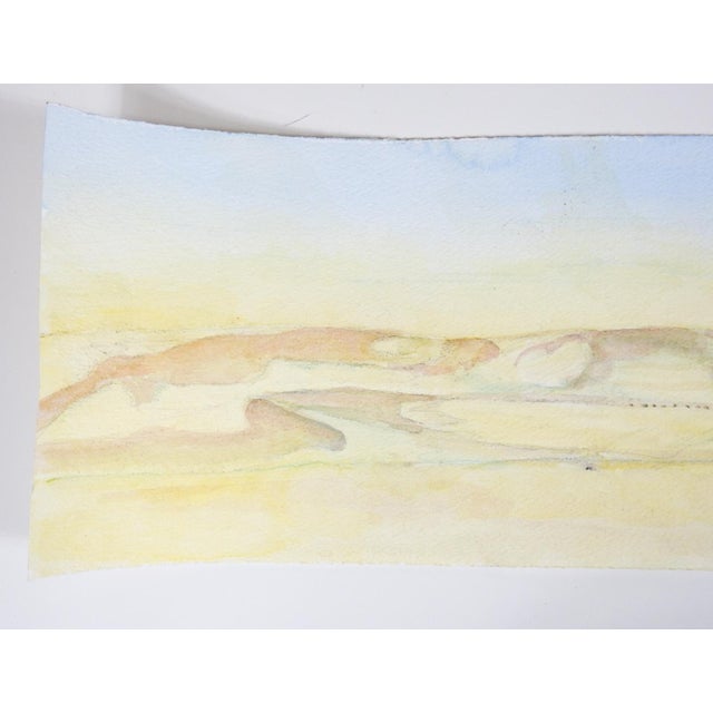 Early 21st century watercolor on paper painting of desert landscape under a brilliant sun. Unsigned. Unframed.