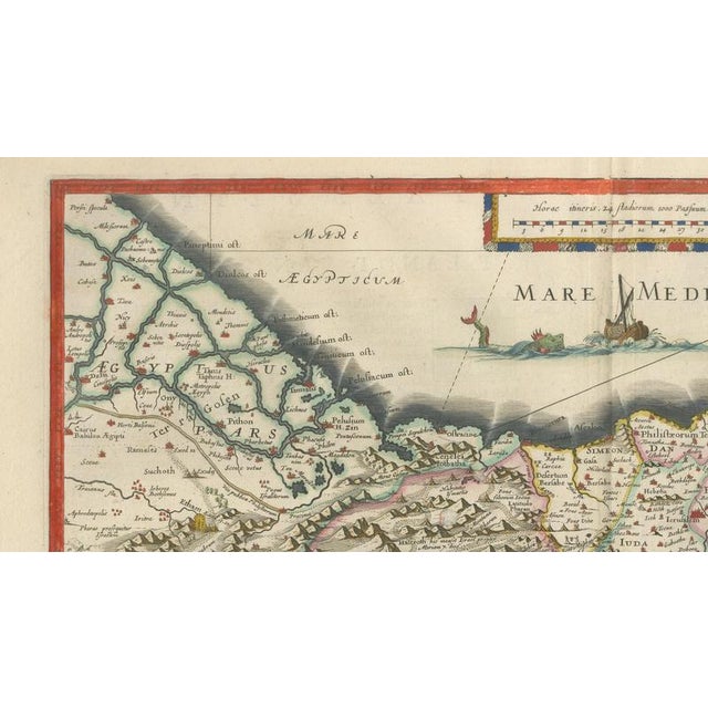 Holy Land Map with Terra Sancta Palestina from Blaeu, 1642 For Sale - Image 9 of 12