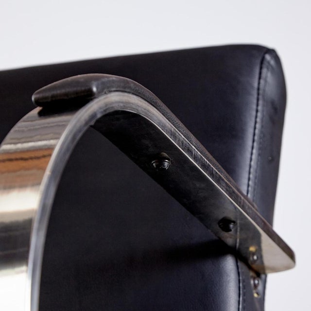 Steel Armchair with Leather Upholstery For Sale - Image 9 of 15