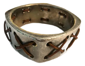 Vintage Santa Fe Leather and Silver Bangle