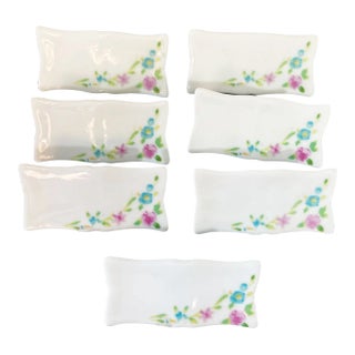 Vintage Porcelain Place Cards /Chopstick /Cutlery Support Holder Set of Seven For Sale
