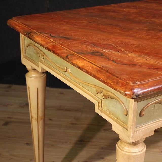 Wood 20th Century Louis XVI Lacquered and Painted Table, 1950s For Sale - Image 7 of 12