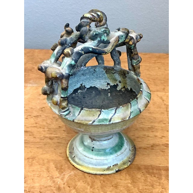 Vintage Polychrome Ceramic Crown Incensario For Sale - Image 11 of 18