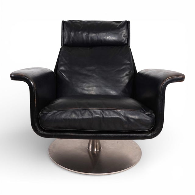 Set of Siesta 62 Leather Lounge Chair and Ottoman by Jacques Brule for Kaufeld, 1960 For Sale - Image 12 of 18