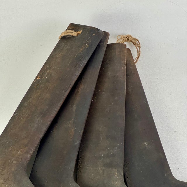 Rare to Market Set of 4 Primitive Antique Cobbler's Wood Boot Forms in Stained Black For Sale - Image 14 of 16