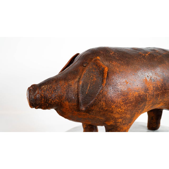 1970s Vintage Dimitri Omersa Leather Pig Footstool For Sale - Image 9 of 17