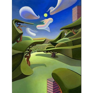 Nico Pearleyes, Surreal Landscape and Abstract Clouds, 2024, Acrylic Painting on Paper For Sale