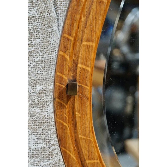 Metal Antique Oak Horseshoe Wall Mirror For Sale - Image 7 of 10