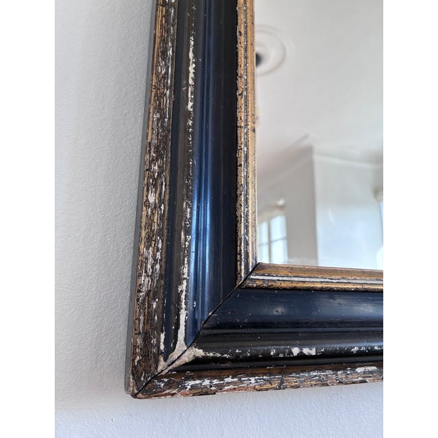 French Antique French Louis Philippe Full Length Mirror – Black and Gold, Late 19th Century For Sale - Image 3 of 10