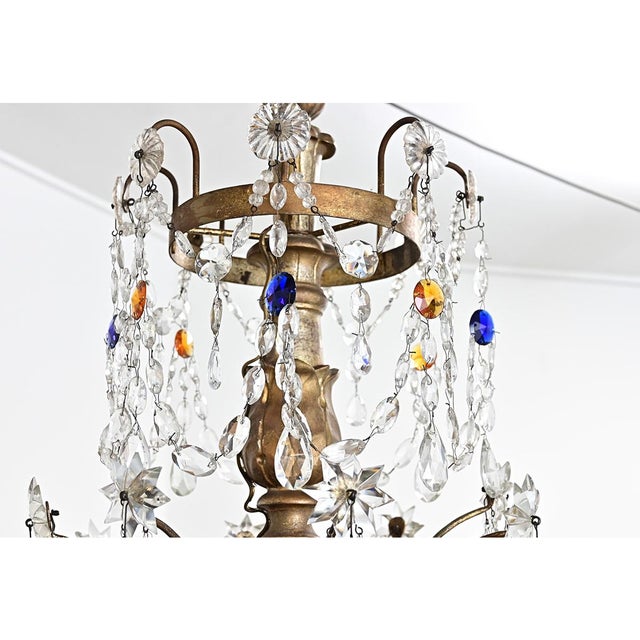 Brass Italian 18th Century Massive Giltwood and Crystal Chandelier For Sale - Image 8 of 18