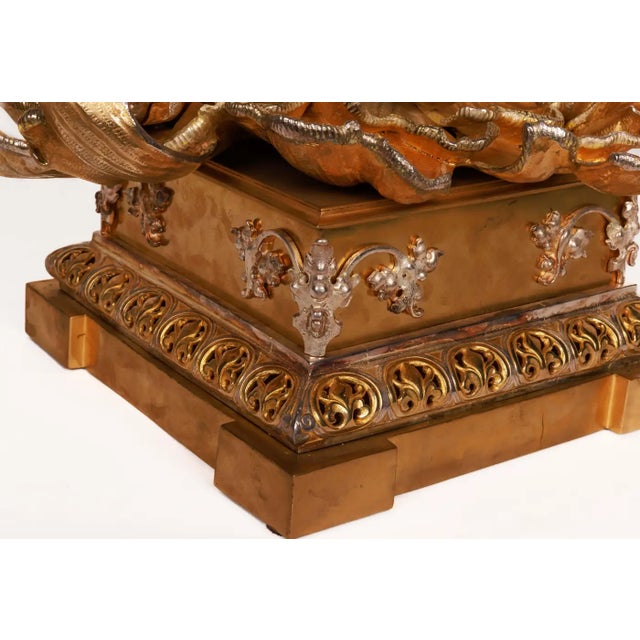 Monumental Silvered and Gilt-Bronze Glass Centerpiece of "Poseidon" For Sale - Image 14 of 16