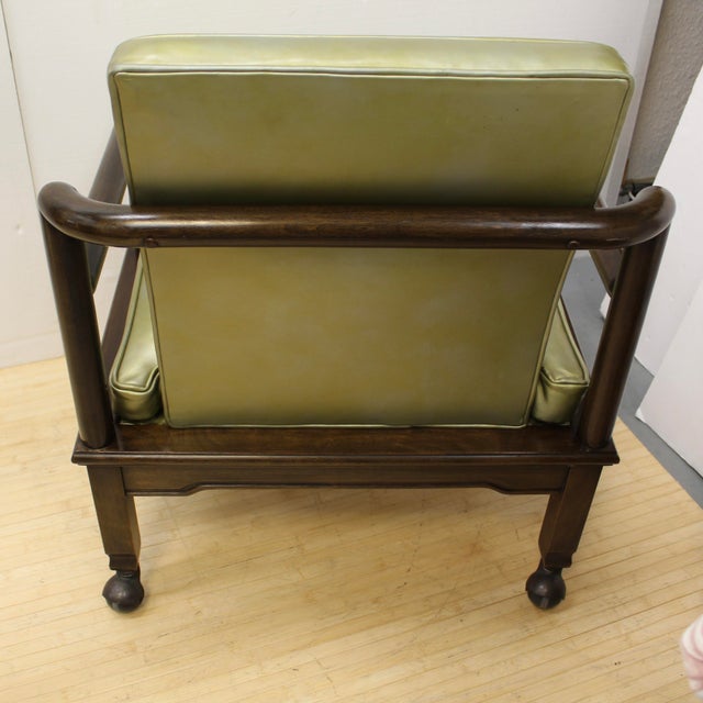 Wood 1960s Set of 4 Widdicomb Leather and Ebonized Walnut Club Chairs For Sale - Image 7 of 14