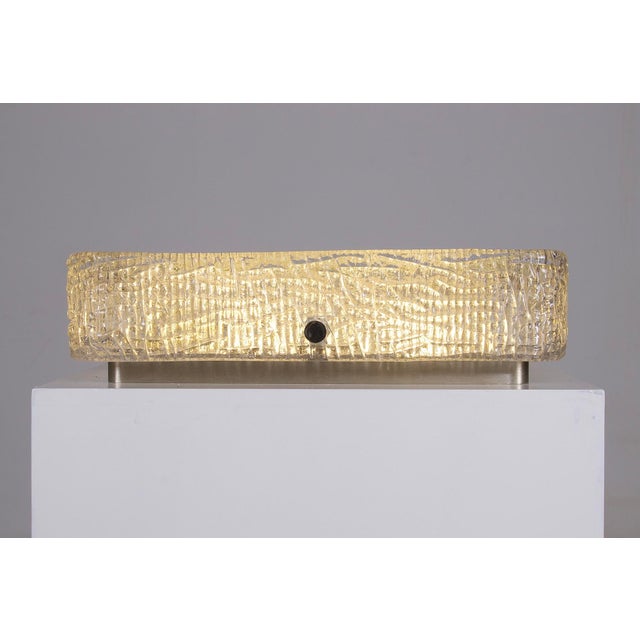 Square Ceiling Light in Textured Glass, 1970s For Sale - Image 4 of 6